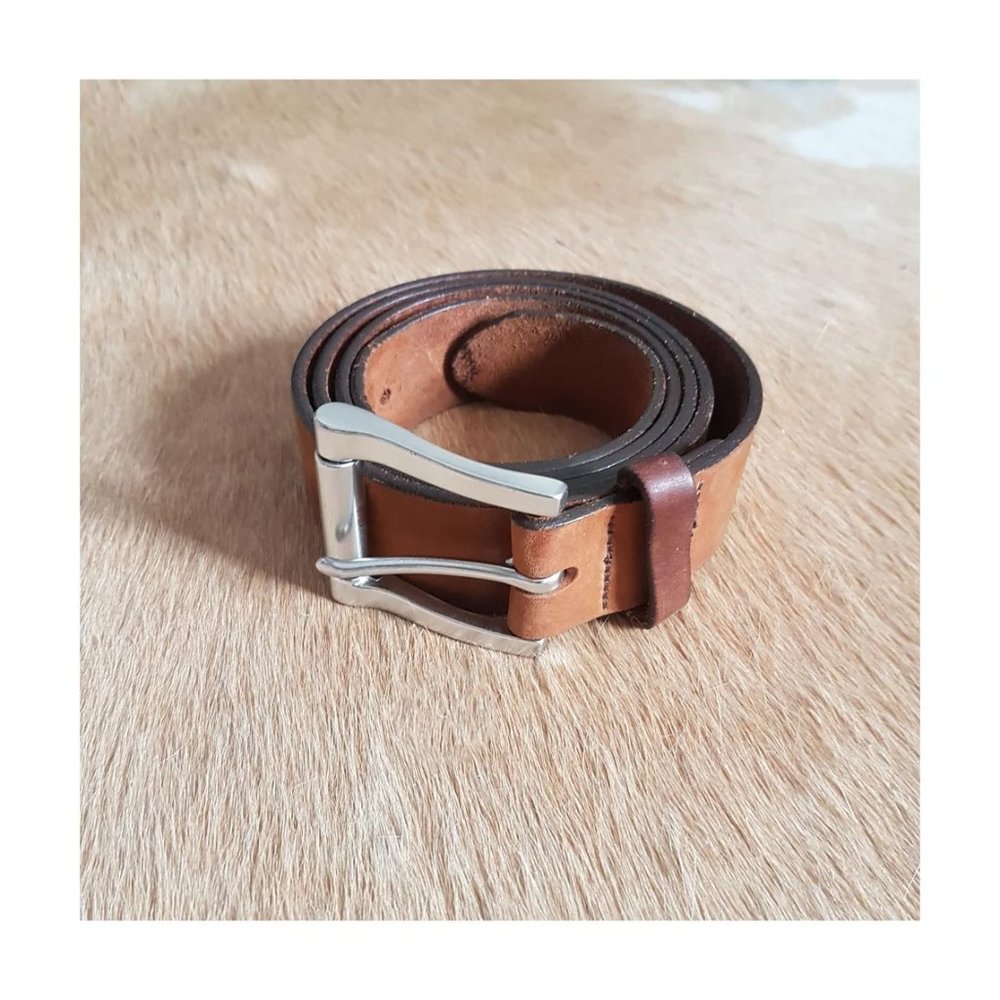 Vintage 1990s LL Bean Classic Brown Leather Belt, Made in USA